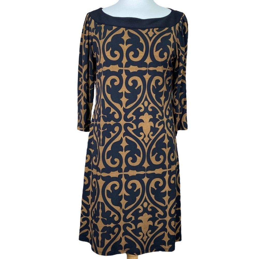 Tiana B. Long Sleeve Dress Brown Black Size Medium